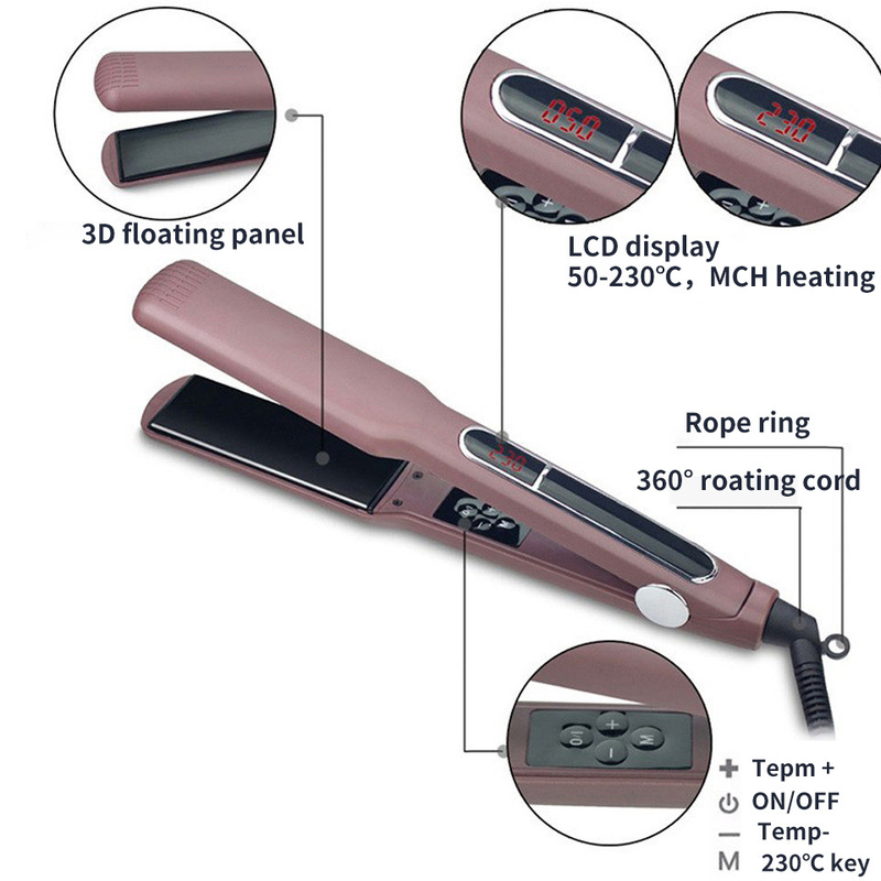 45W/60W MCH 빠른 난방 기술 2 in 1 헤어 라이트너 LCD 디스플레이 평면 철