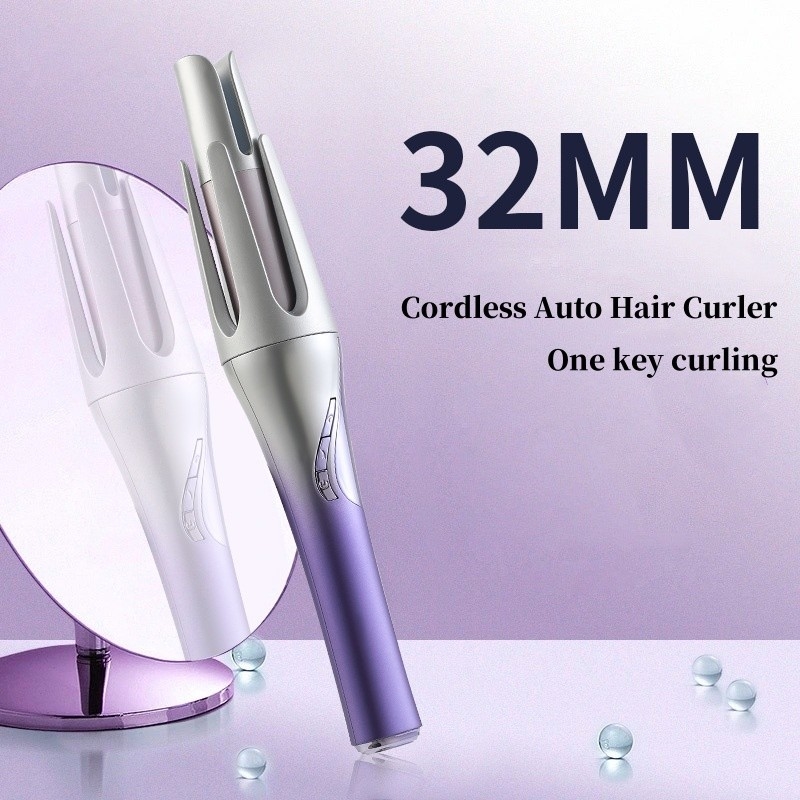 컬링 아이언 28W 무선 자동 컬러 4500mAh 무선 재충전 32mm 컬 스탠드