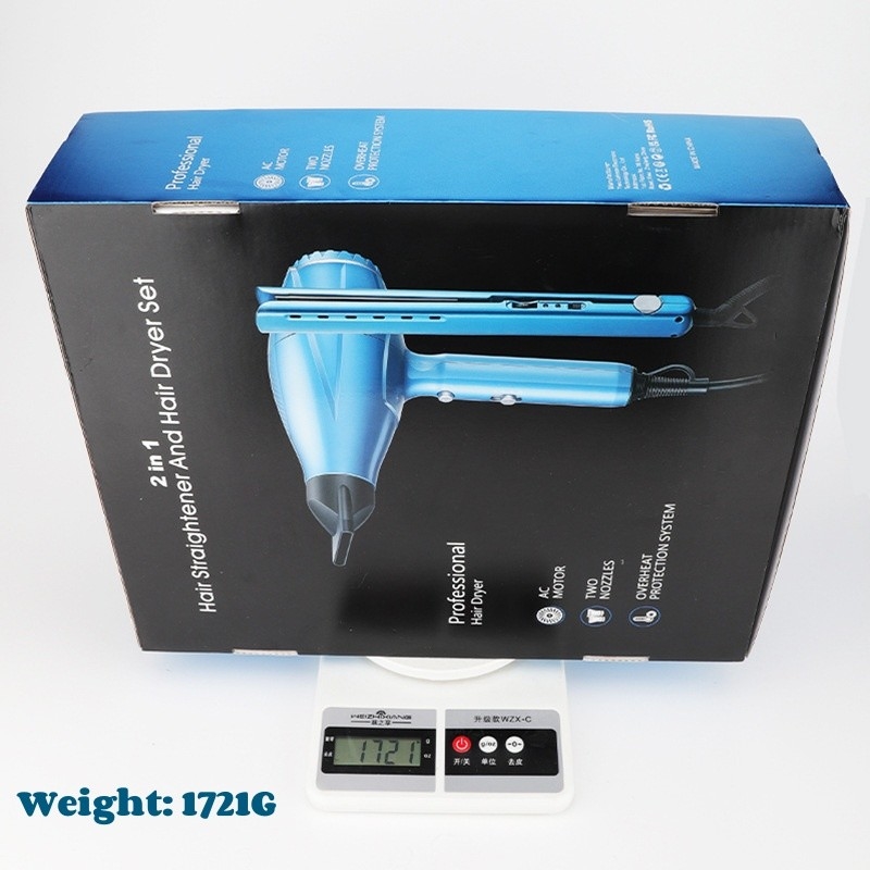 2 in 1 헤어 드라이어 및 헤어 라이트너 세트 전문 고 전력 2200W 헤어 케어 선물 세트