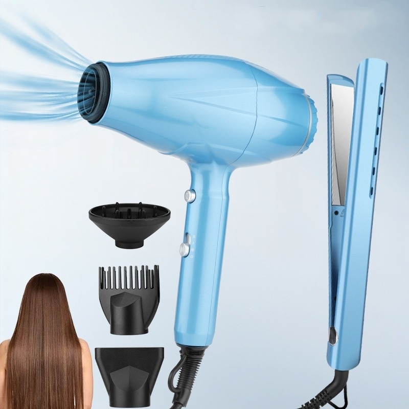 2 in 1 헤어 드라이어 및 헤어 라이트너 세트 전문 고 전력 2200W 헤어 케어 선물 세트