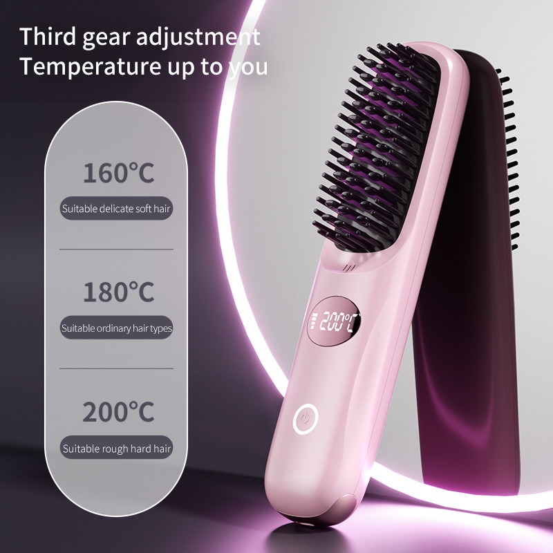 개인 관리 헤어 드라이어 전기 브러쉬 뜨거운 공기 comb 열 USB 무선 재충전 가능한 헤어 라이트너 브러쉬