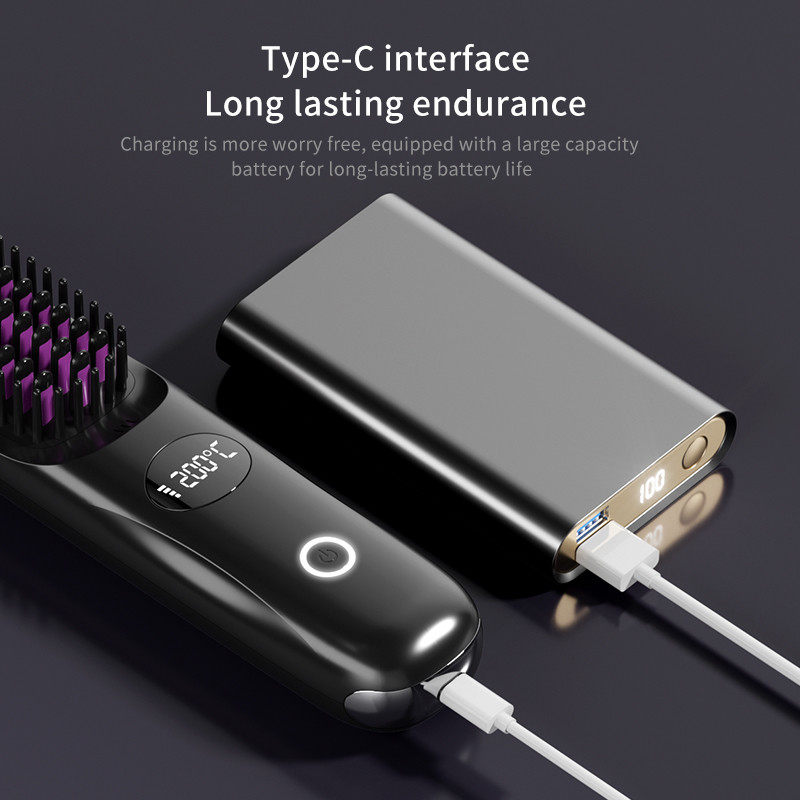 개인 관리 헤어 드라이어 전기 브러쉬 뜨거운 공기 comb 열 USB 무선 재충전 가능한 헤어 라이트너 브러쉬