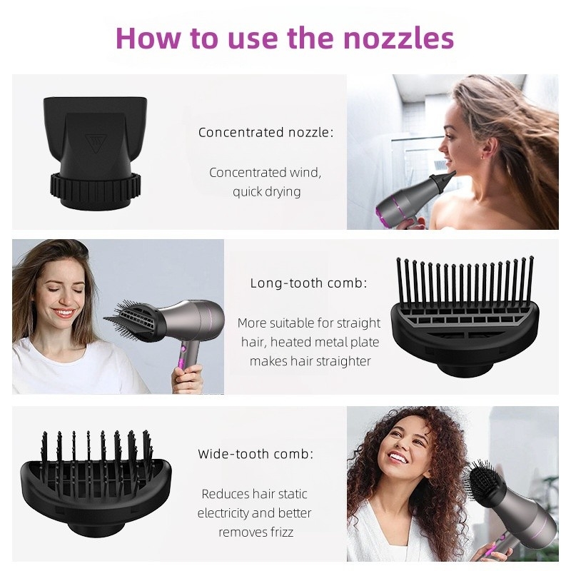 1800W AC 모터 헤어 드라이어 프로 샐러드 성능 2m 전원 코드로 Frizz 없이 빠른 건조