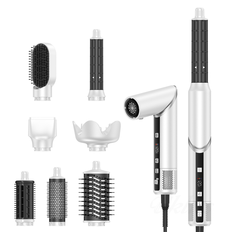 빠른 건조 8인 1 프로 Hot Air Hair Dryer Brush 자동 랩 컬러와 2M 전원 코드 1500W 멀티 스타일러