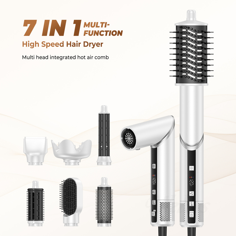빠른 건조 8인 1 프로 Hot Air Hair Dryer Brush 자동 랩 컬러와 2M 전원 코드 1500W 멀티 스타일러
